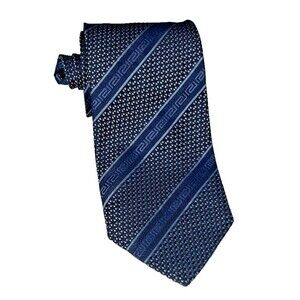 VERSACE CLASSIC V2 Gray Striped Baroque Frame Silk Tie ITALY 57"/3.25" EUC